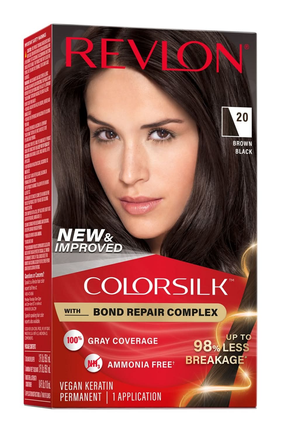 Revlon Colorsilk Beautiful Permanent Hair Color, Brown Black 20 (8 oz)