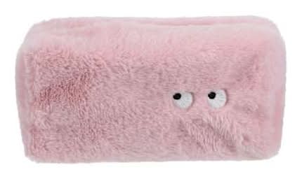 Fuzzy Eye Pencil Box Pink