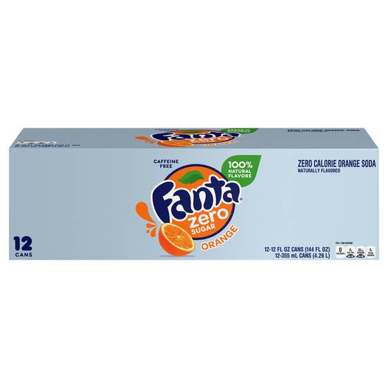 Fanta Zero Sugar Orange Soda (12 ct, 12 fl oz)