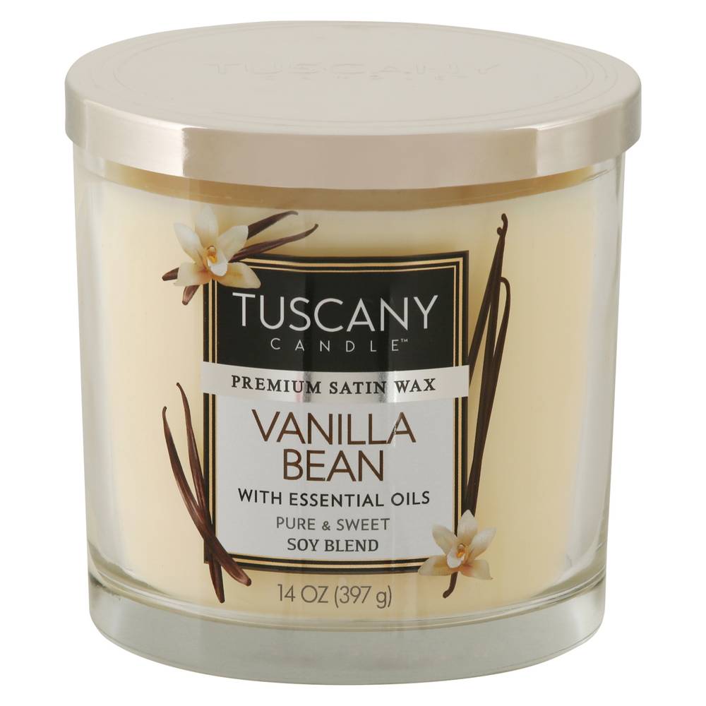 Tuscany Candle Premium Satin Wax Vanilla Bean Candle With Essential Oils (14 oz)