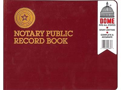 Dome Notary Public Record Book, 10.5" X 8.25", Maroon