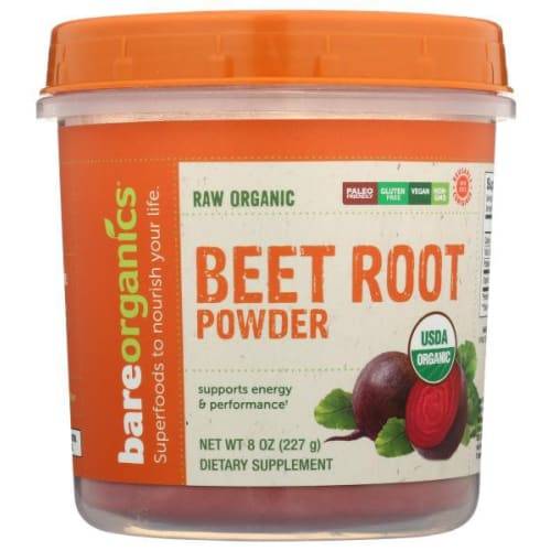 Bare Organics Raw Organic Beet Root Powder Supplement (8 oz)