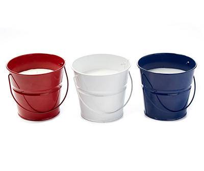 Citronella Mini Bucket Candles (3 ct) (red white - blue)