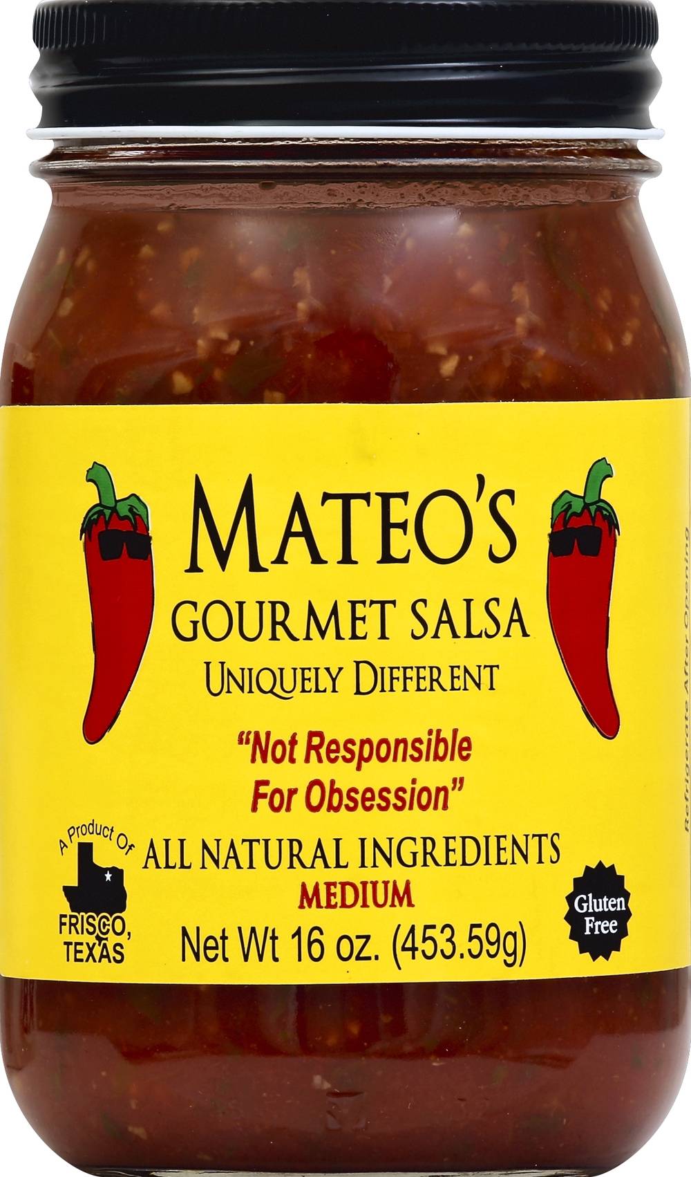 Mateo’s Medium Gourmet Salsa, Jalapeno-Garlic-Lemon (16 oz)