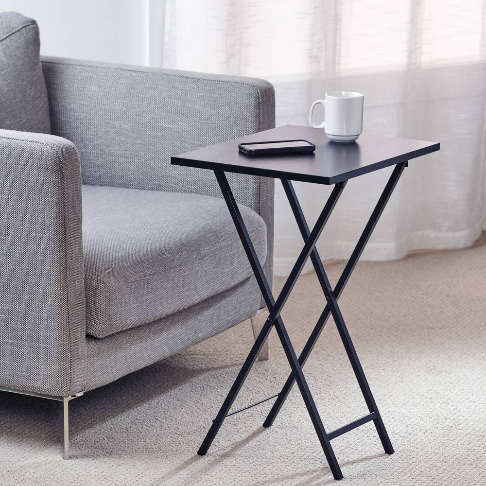 Homestyles Folding Tray Table, 18x15x25.5 in, Black