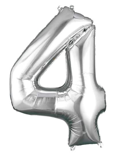 Inflated 34" Silver Number Mylar Balloon