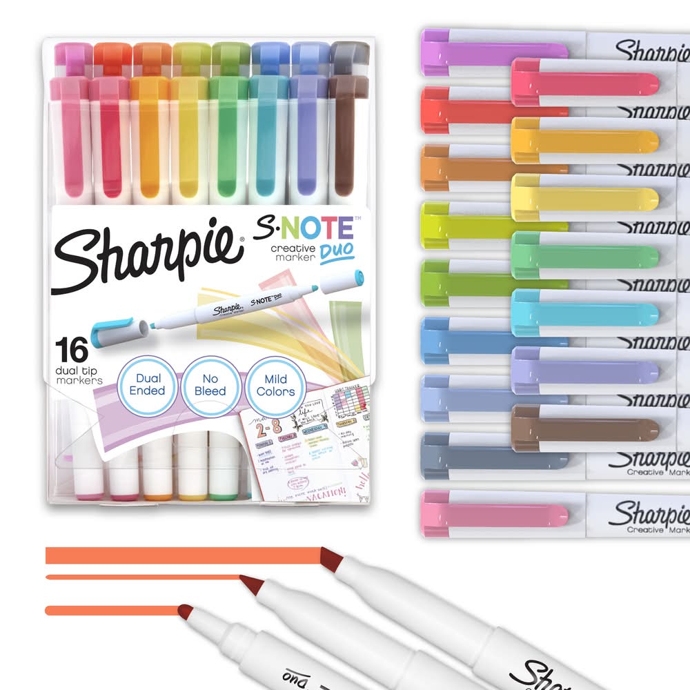 Sharpie S-Note Duo Creative Marker, Assorted (16 ct)