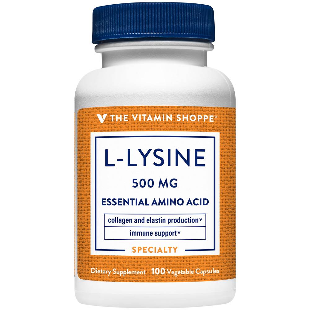 L-Lysine - Essential Amino Acid - Collagen & Elastin Production - 500 Mg (100 Capsules)