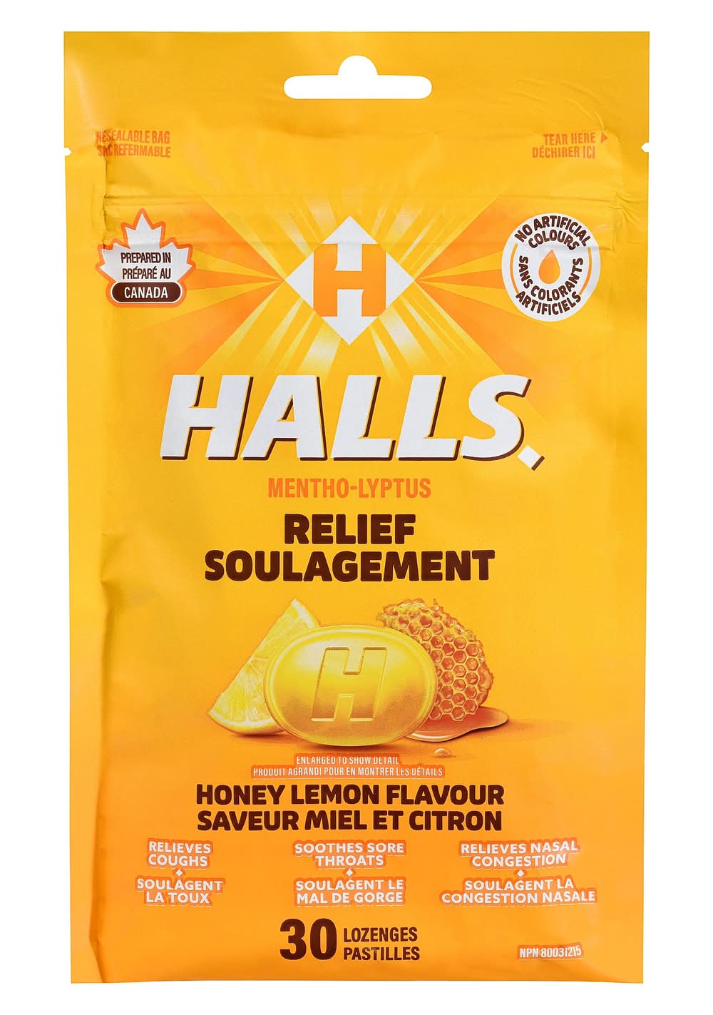 Halls soulagement pastilles - relief lozenges (30 unités) (miel & citron)