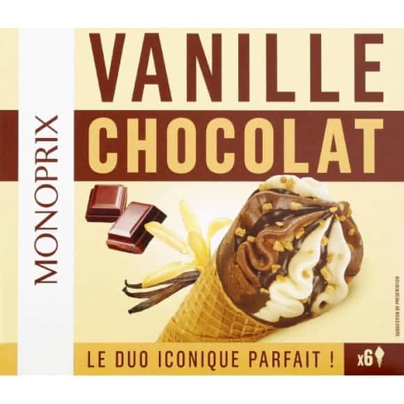 Monoprix - Cônes de glace, vanille-chocolat (6)