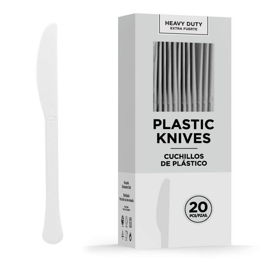 Party City Heavy-Duty Plastic Knives, White (20 ct)