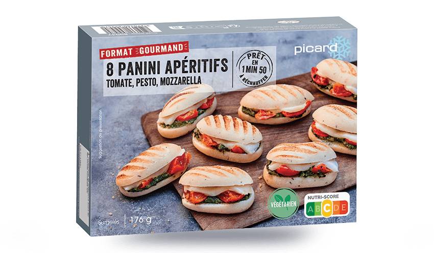 8 paninis apéritifs, pesto, tomate, mozzarella