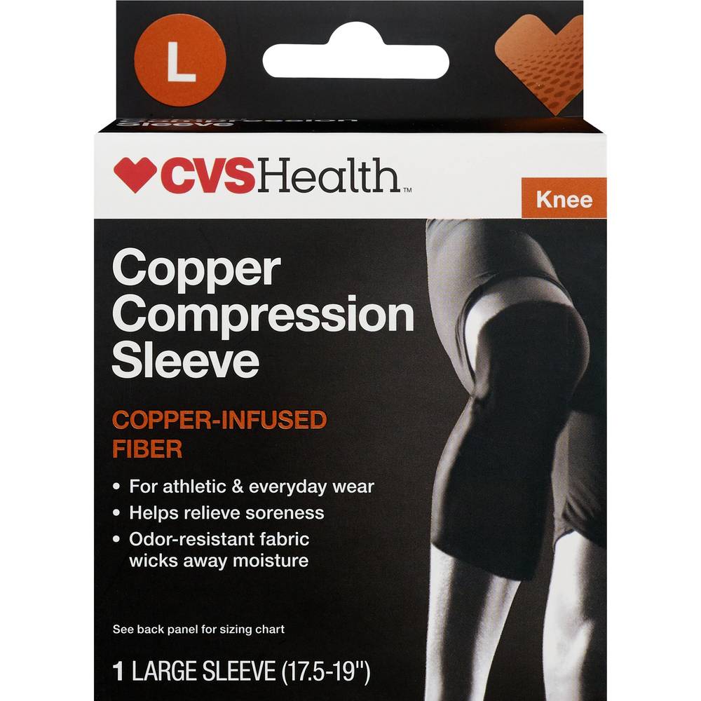 Cvs Health Knee Copper Compression Sleeve, Large