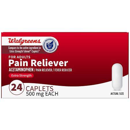 Walgreens Extra Strength Acetaminophen Caplets, 500 mg - 24.0 ea