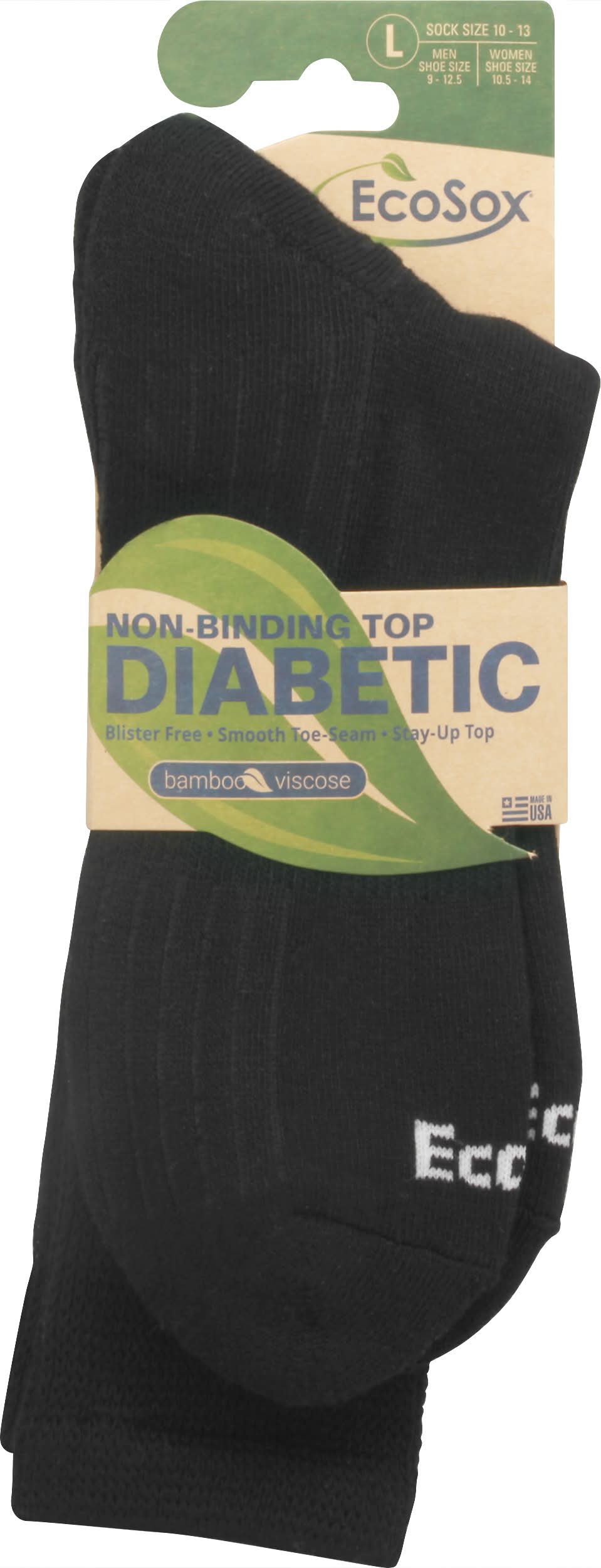 EcoSox Non-Binding Top Diabetic Socks, S Men (9-12.5) Women(10.5-14)