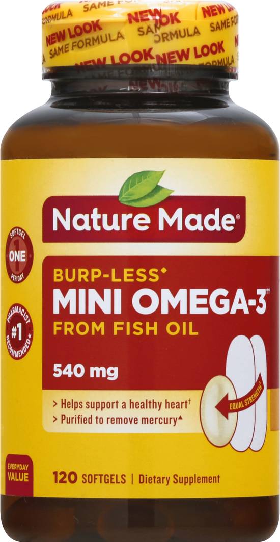 Nature Made Burp Less Mini Omega 3 From Fish Oil 540 mg 120 ct