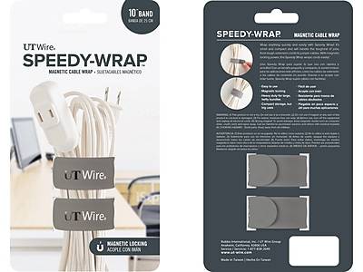 UT Wire Speedy Silicone Cable Wraps, 10, Gray, 2/Pack (UTW-SWM2-GY)