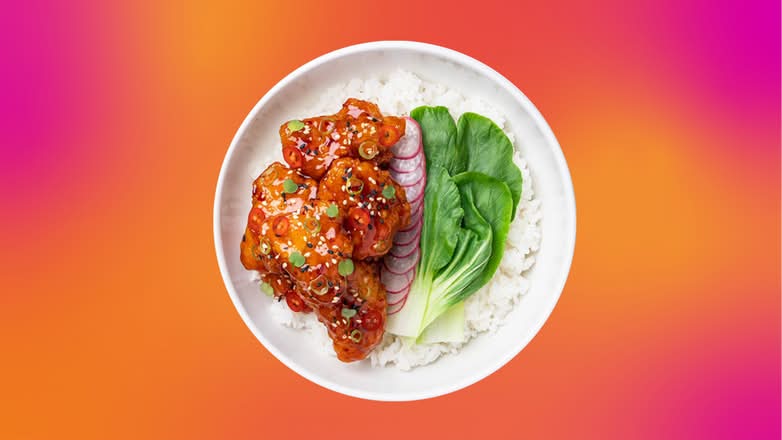 korean fried chicken rice bowl