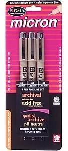 SAKURA Pigma Micron Classic Drawing Pens, Black, 3/Pack (30061)