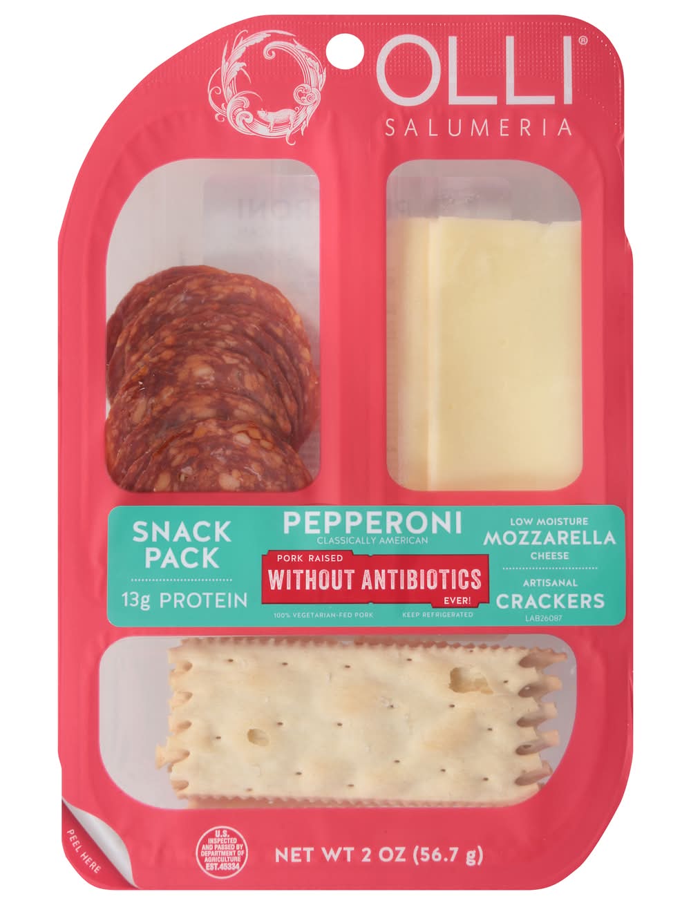 Olli Salumeria Mozzarella Cheese & Crackers, Pepperoni (2 oz, 8 ct)