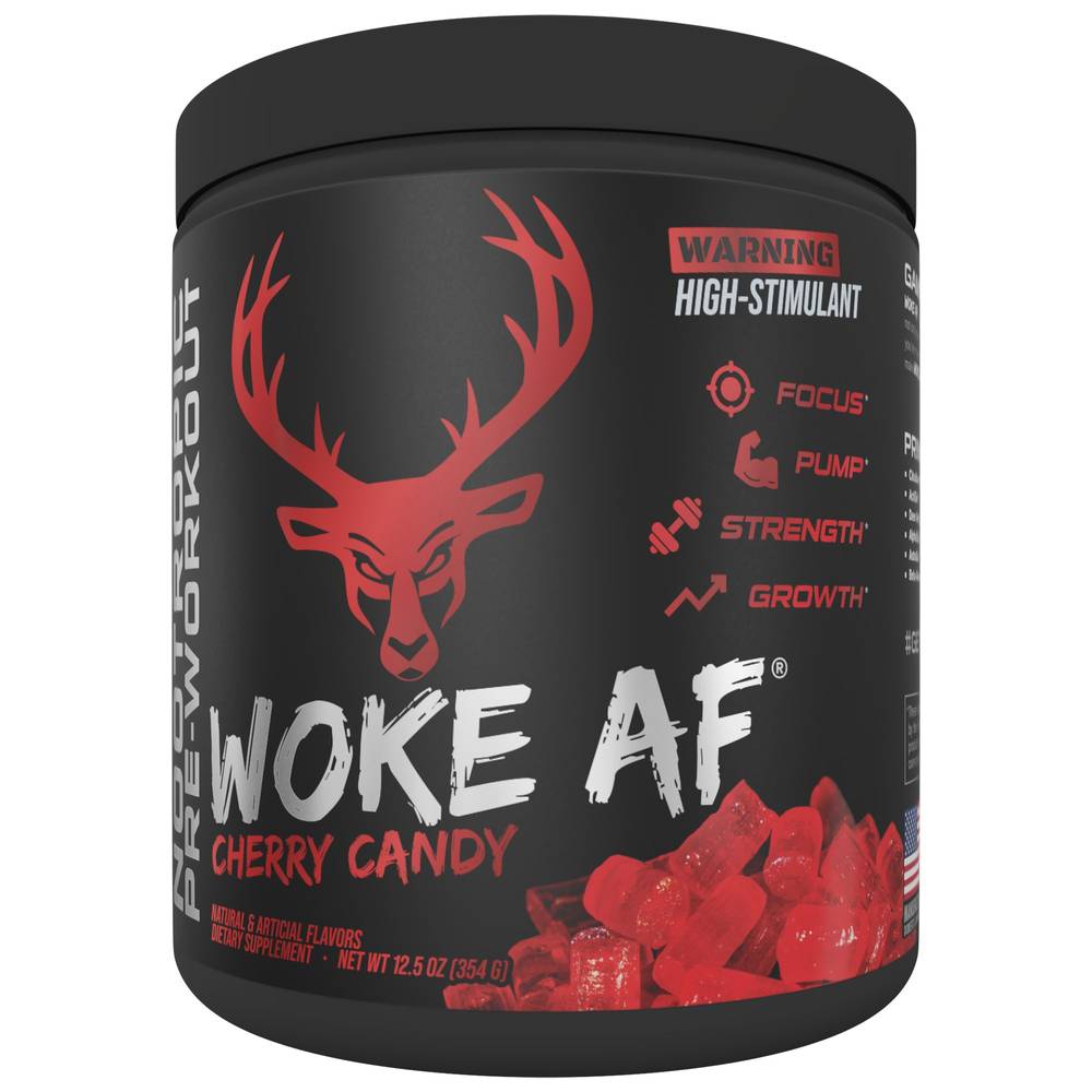 Bucked Up Woke Af Nootropic Pre Workout Candy, Cherry (12.5 oz)