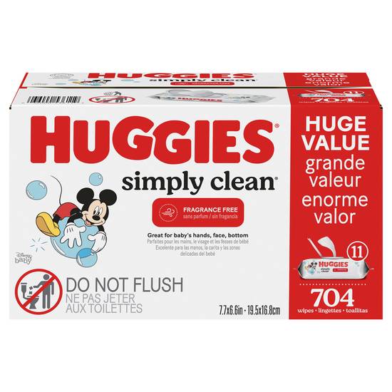 Huggies Simply Clean Fragrance Free Wipes (704 ct)