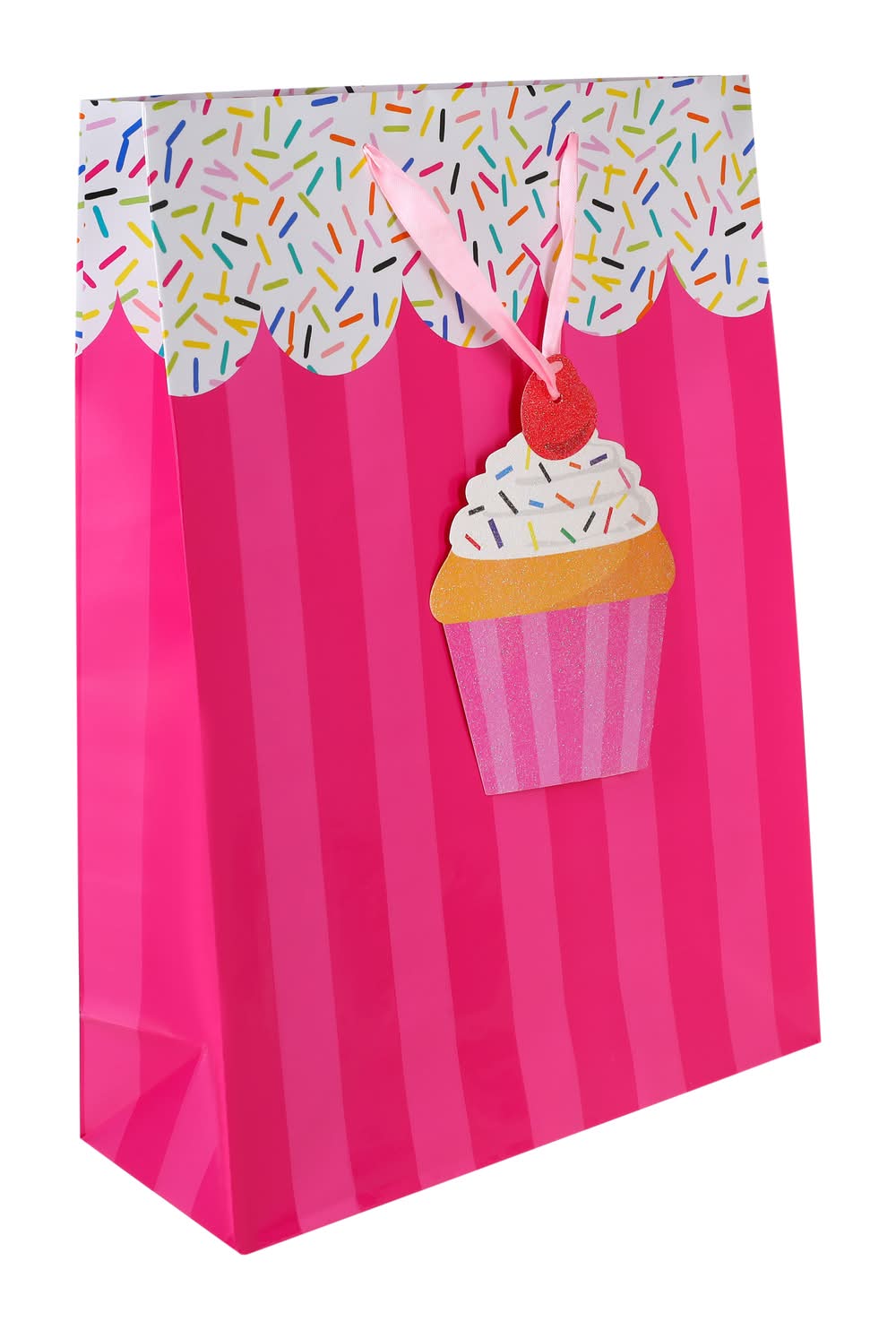 Jumbo Happy Birthday Gift Bag Pink Stripe Confetti