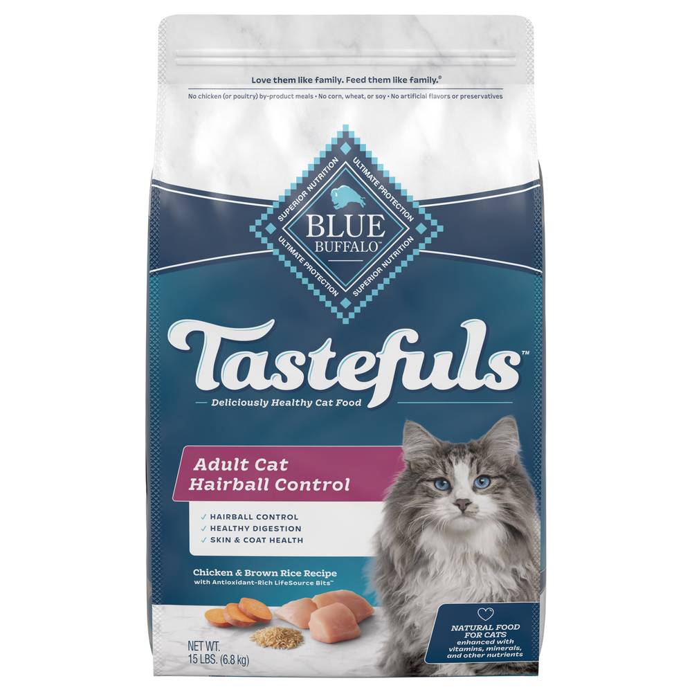 Blue Buffalo Tastefuls Hairball Control Natural Adult Dry Cat Food, Chicken-Brown Rice (3.1 kg)