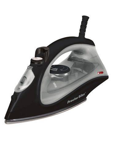 Proctor Silex Dry and Steam Iron (midsize iron, stainless steel soleplate, black, 17172)