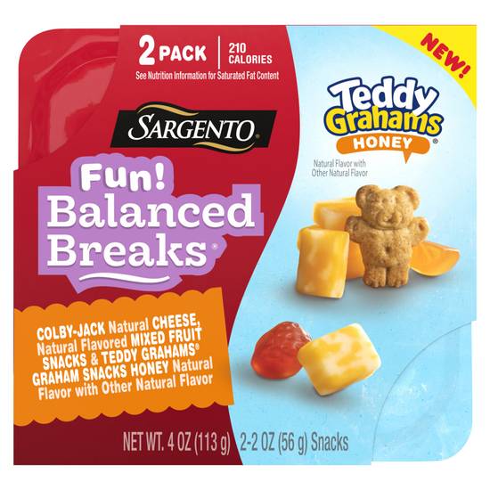 Sargento Fun Balanced Breaks Colby Jack Natural Cheese Mixed Fruit Snacks and Teddy Grahams