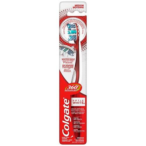 Colgate 360 Advanced Optic White Toothbrush, Medium Bristle Adult - 1.0 ea