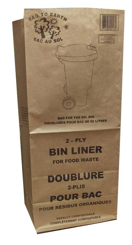 Bag to earth inc doublures pour bac de 80 litres 10 unit s bin