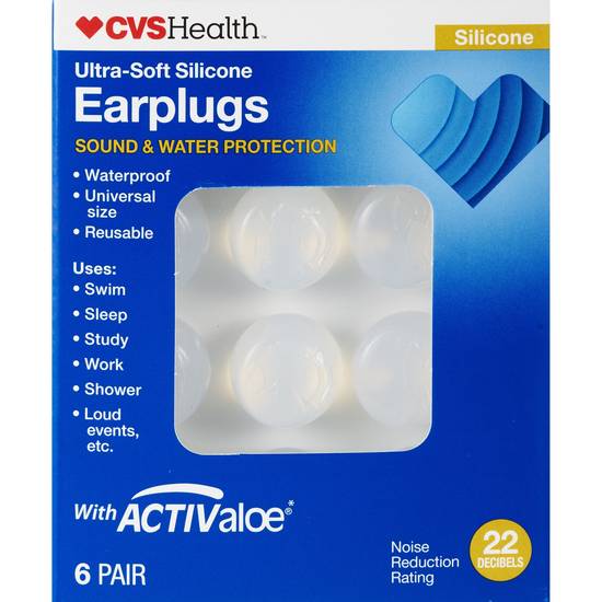 CVS Health Ultra-Soft Silicone Earplugs, 6 Pairs