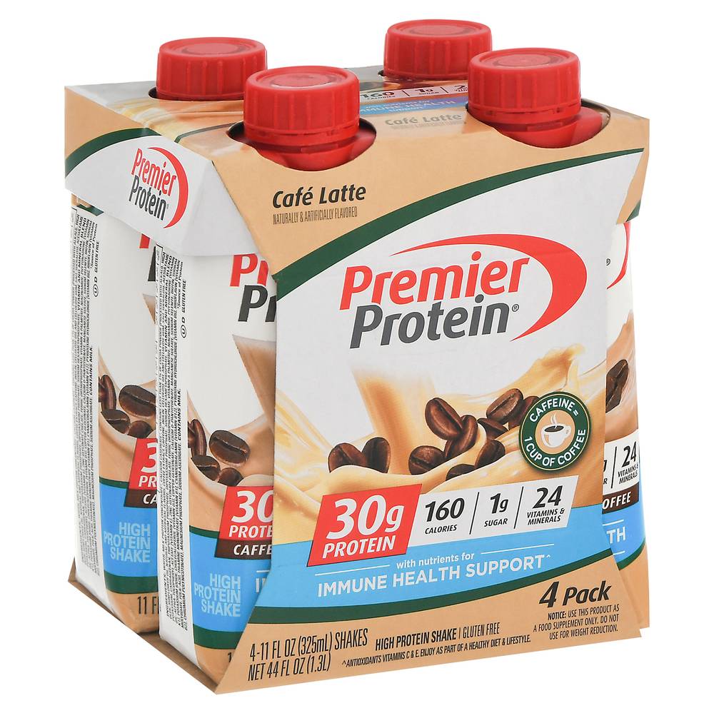 Premier Protein High Protein Shake, Cafe Latte (4 x 11 fl oz)