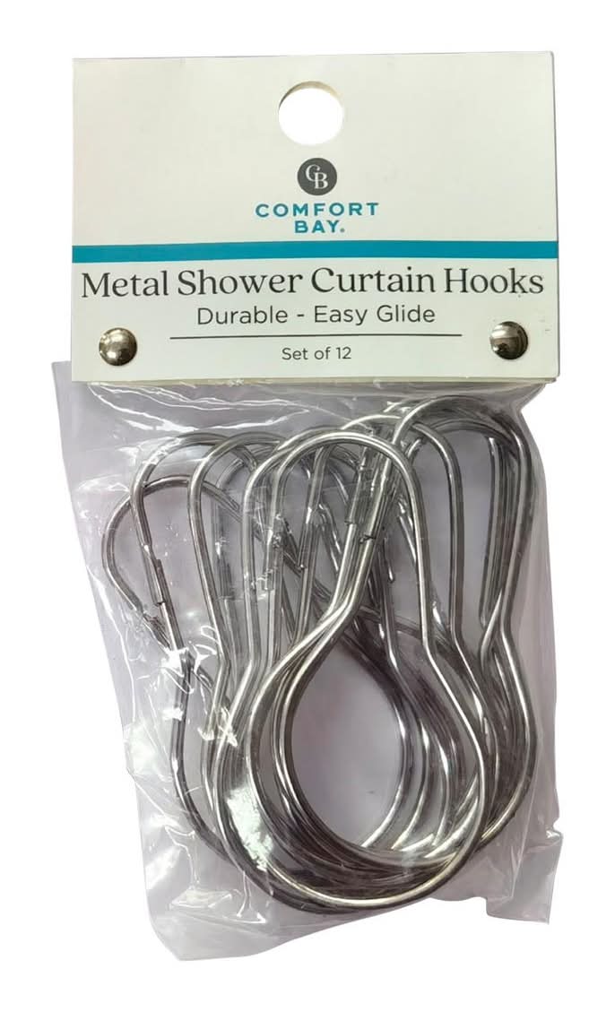 Comfort Bay Metal Shower Curtain Hooks 12 Ct