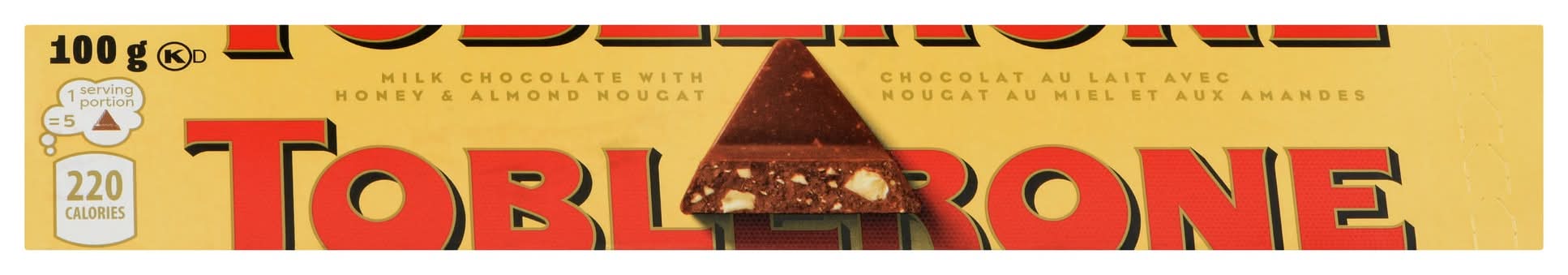 Toblerone Candy Bar, Swiss Milk Chocolate With Honey & Almond Nougat (100 g)