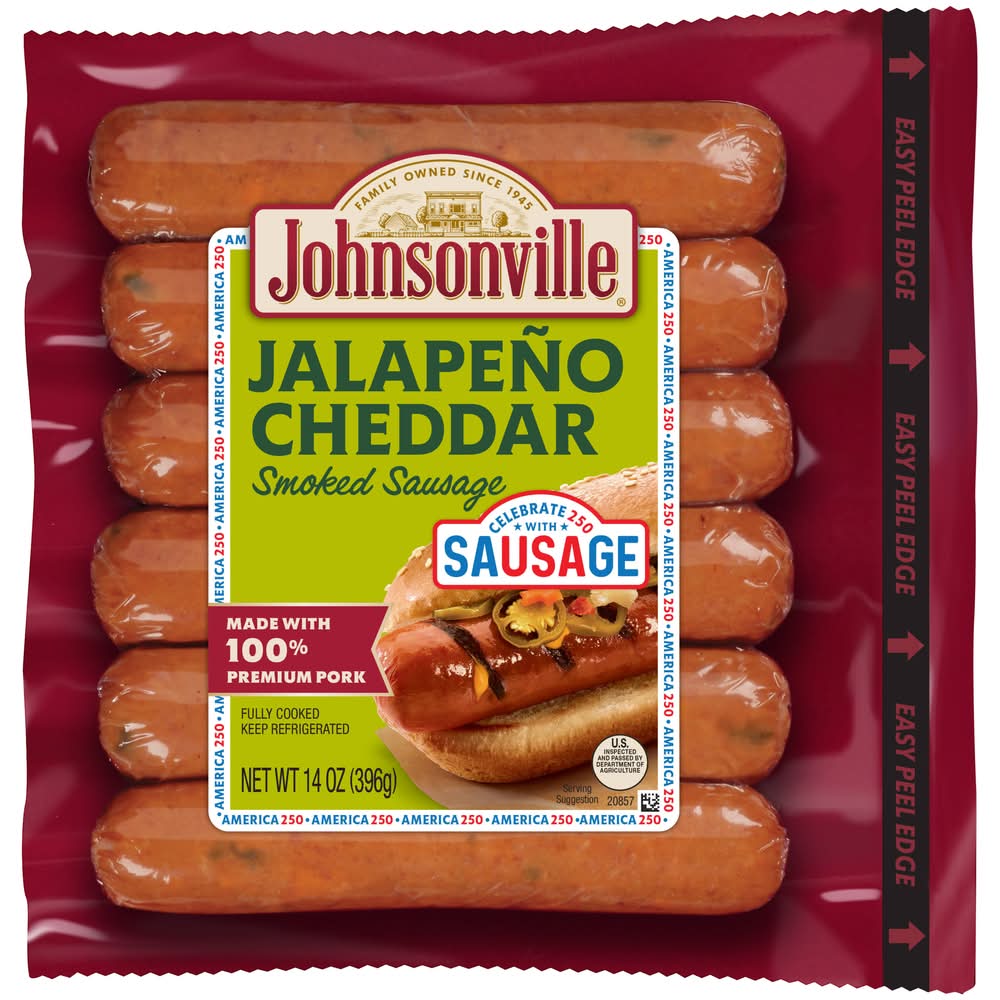 Johnsonville Fully Cooked Premium Pork Smoked Sausage, Jalapeño Cheddar (14 oz)