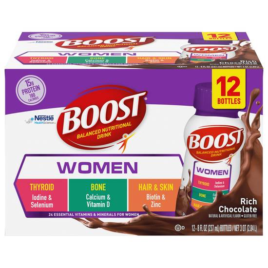 Boost Women Rich Chocolate Balanced Nutritional Drink (12 ct, 8 fl oz)
