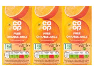 Co op Pure Orange Juice 3 x 200ml