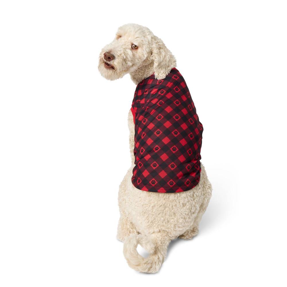 Merry & Bright Buffalo Checkered Dog Tee, Small, Red