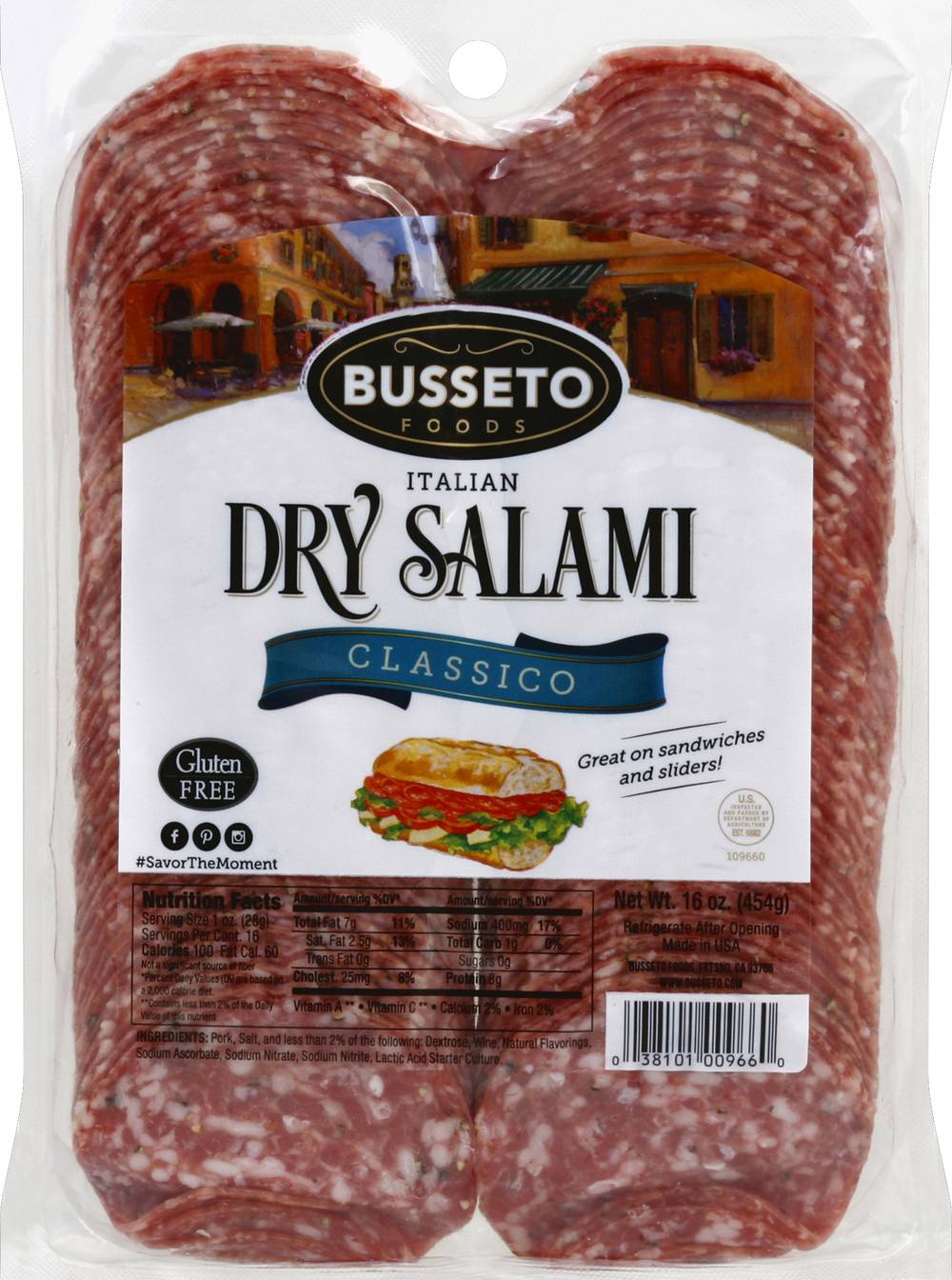 Busseto Classico Sliced Italian Dry Salami (16 oz)