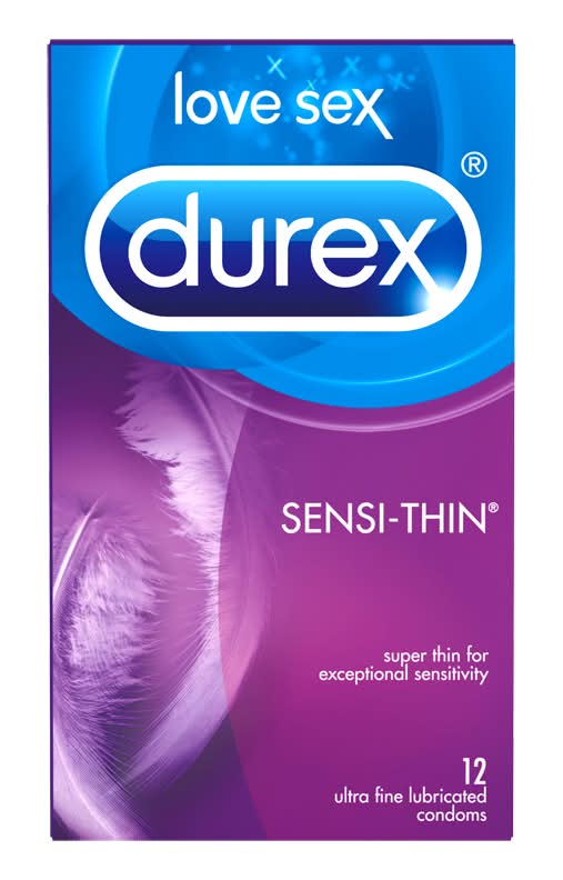 Durex sensi thin condoms lubrifiés ultra minces - sensi thin ultra fine lubricated condoms (12 unités)