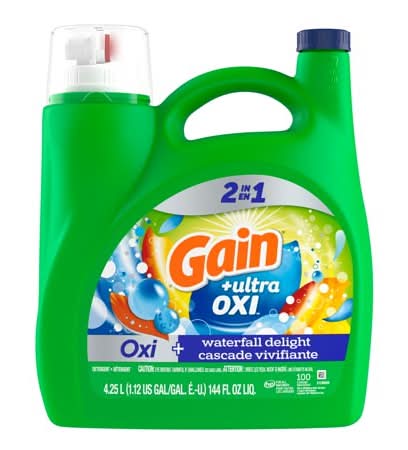Gain Ultra Oxi Liquid Laundry Detergent, Waterfall Delight (4.25 L)