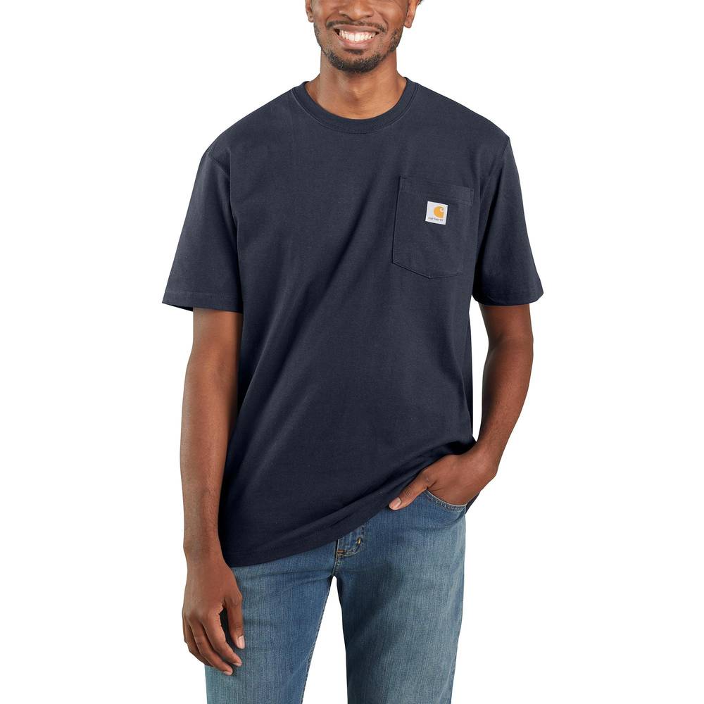 Carhartt Men's Blue Knit Short Sleeve Solid T-shirt (Large) | K87-NVYLREG