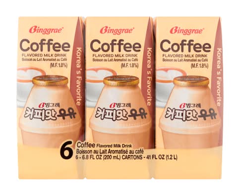 Binggrae Milk Drink, Coffee (6 x 6.8 fl oz)