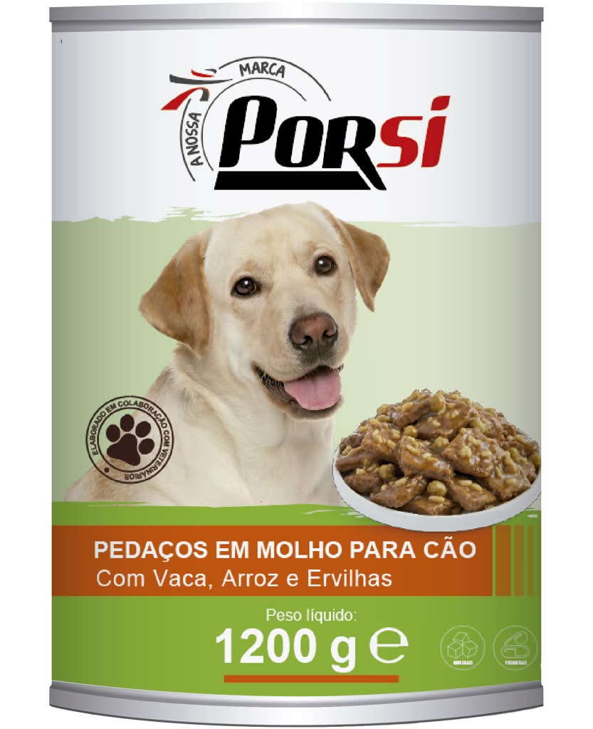 PorSi  - Comida HÃºmida para CÃ£o com Vaca, Arroz e Ervilhas 1200g