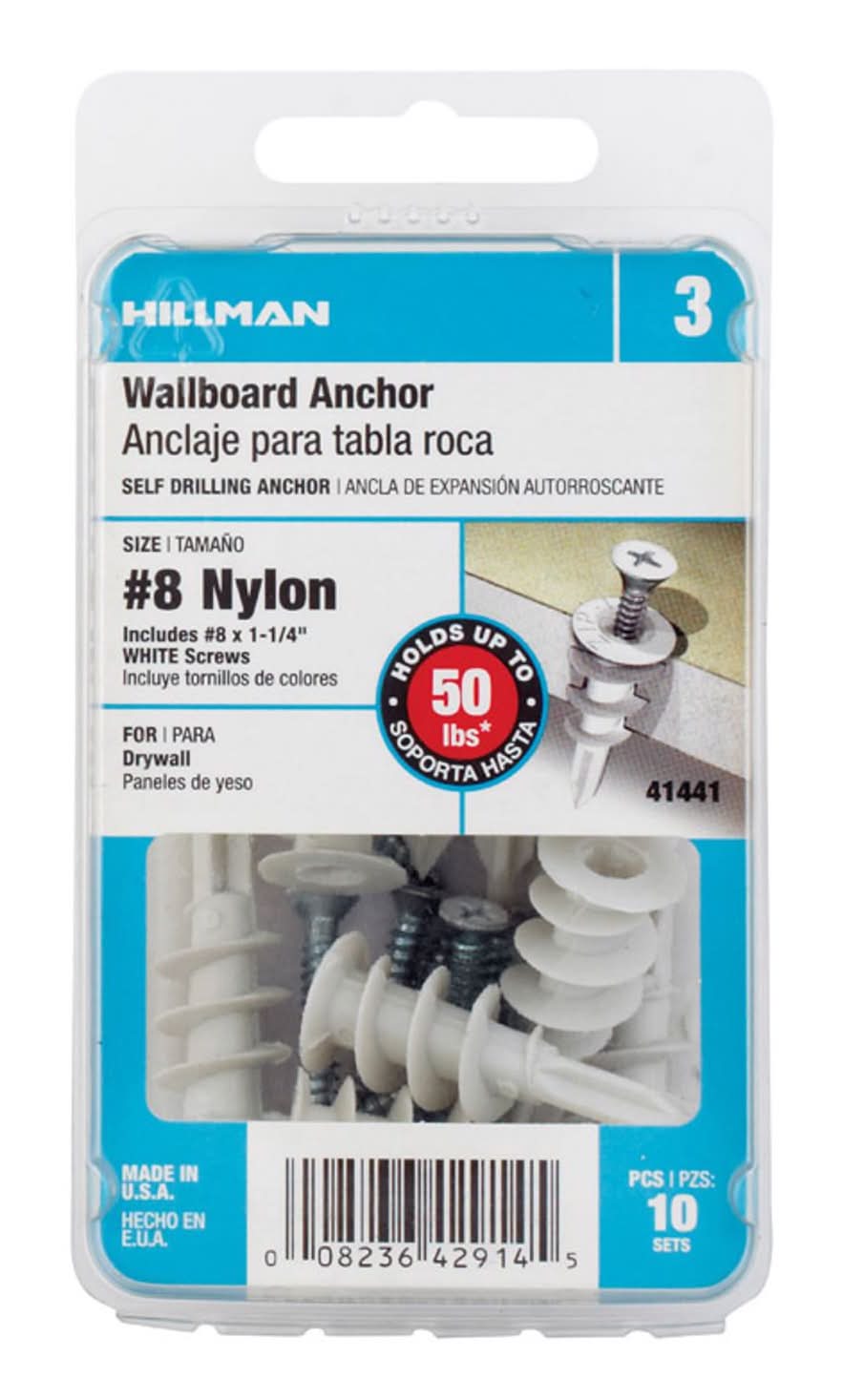 Hillman .164 In. D X 1.5 In. L Plastic Pan Head Drywall Anchor 10 Pc