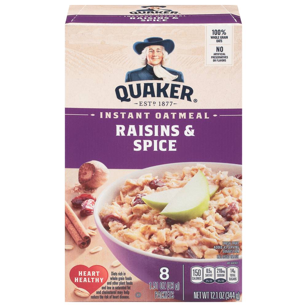 Quaker Instant Oatmeal, Raisin-Spice (1.51 oz, 8 ct)