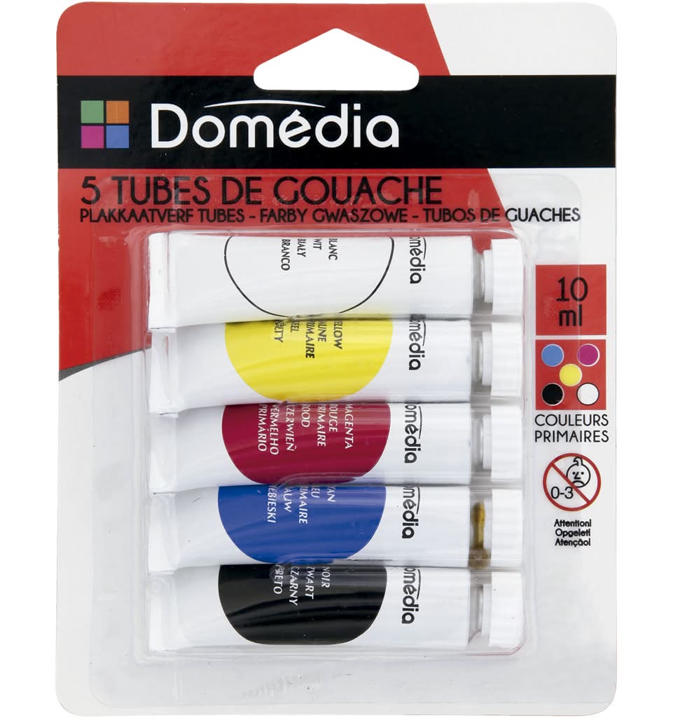 Domédia - 5 gouaches de cores primárias