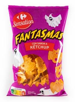 Aperitivo de patata sabor ketchup Fantasmas Sensation Carrefour 100 g.